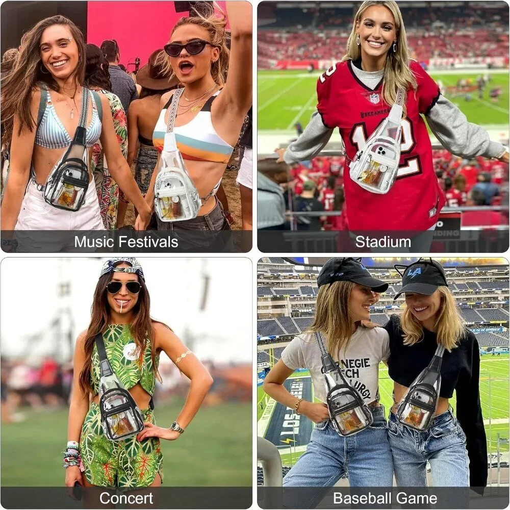 Clear Stadium Bag Crossbody Compact Durable for Concert Sports Events